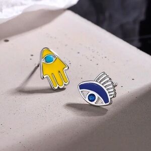 3 For $35 925 Sterling Silver Bohemian Evil Eye & Hamsa Stud Earrings